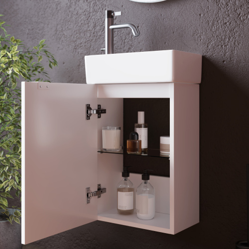 Тумба под раковину Sancos Mini MN35WL 36х21х50 подвесная цвет белый глянцевый - фото 5